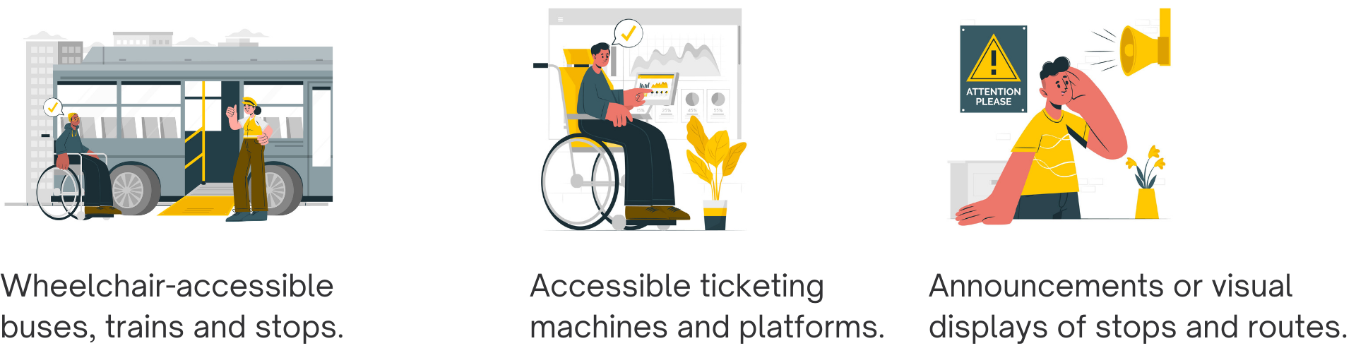 Accessible public transportation graphics (with captions)