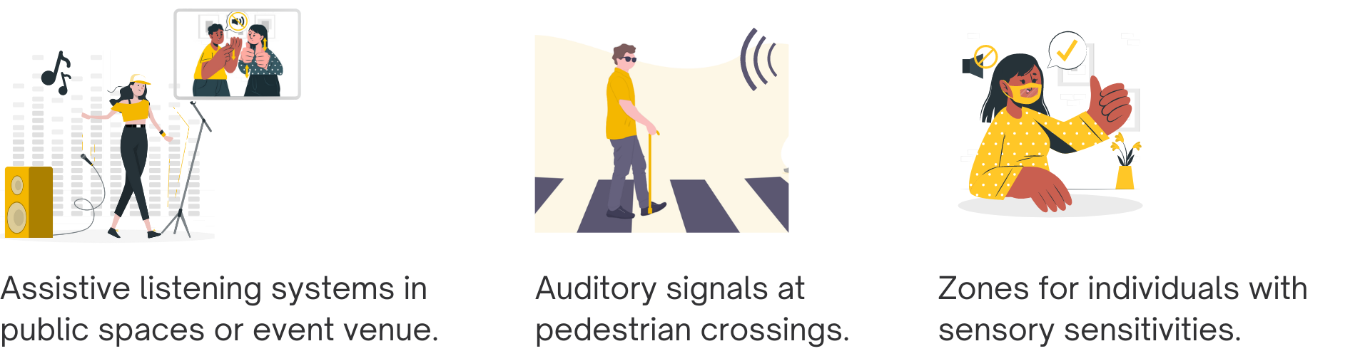 Auditory accessibility graphics (with captions)