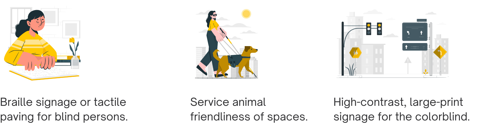 Visual accessibility graphics (with captions)